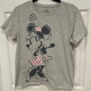 Disney Minnie Mouse Sketch Gray and Pink Tee